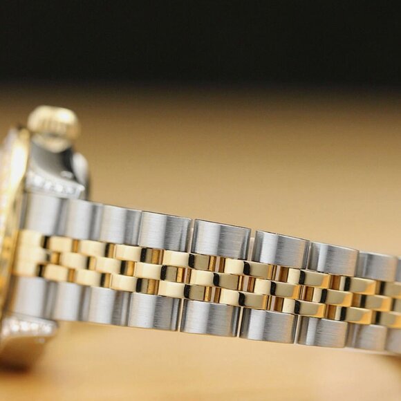 LADIES ROLEX DATEJUST  TWO TONE QUICKSET 1.0++ CT DIAMOND BEZEL CHAMPAGNE WATCH main image 4